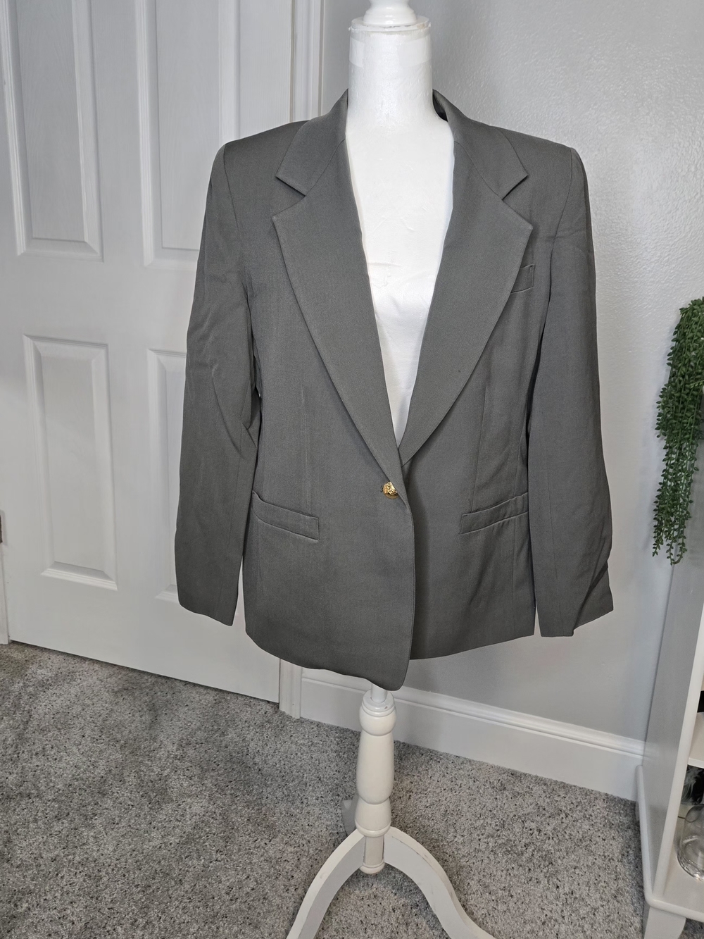 Vintage Austin Reed Petite Wool Blazer Jacket – Size 14P – Olive/Green – London